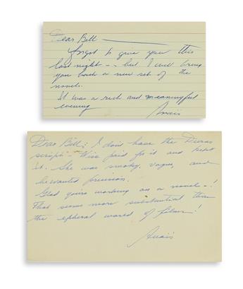 NIN, ANAÏS. Group of 8 items, each Signed, Anaïs or in full, to editor William Kozlenko: Two Typescripts * 4 Autograph Letters * Two